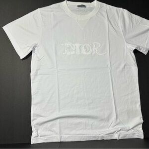 Dior White Embroidered Logo T-Shirt Size XL Like New